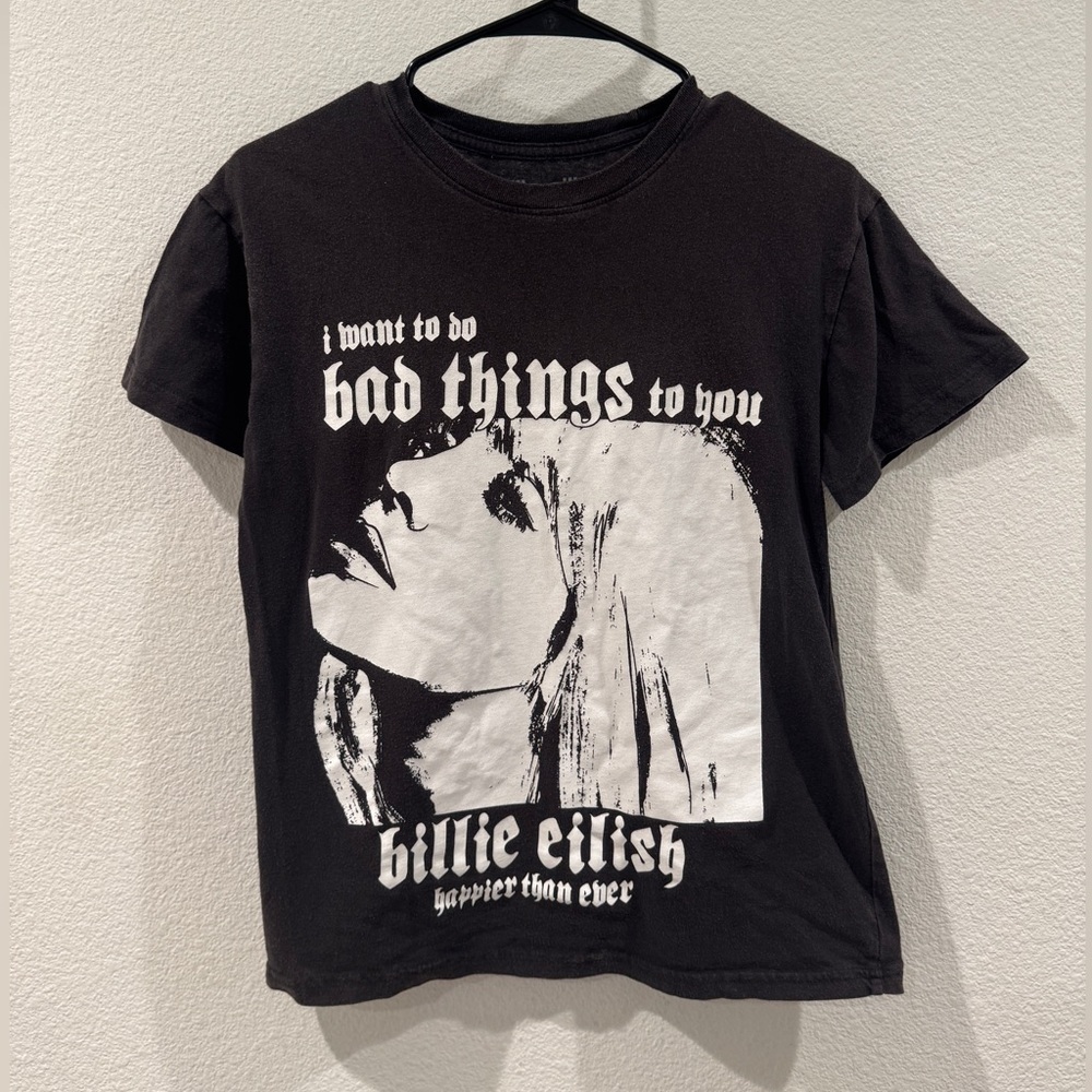 Billie Eilish I Want To Do Bad Things To You Black White Worn In Band T-Shirt XS